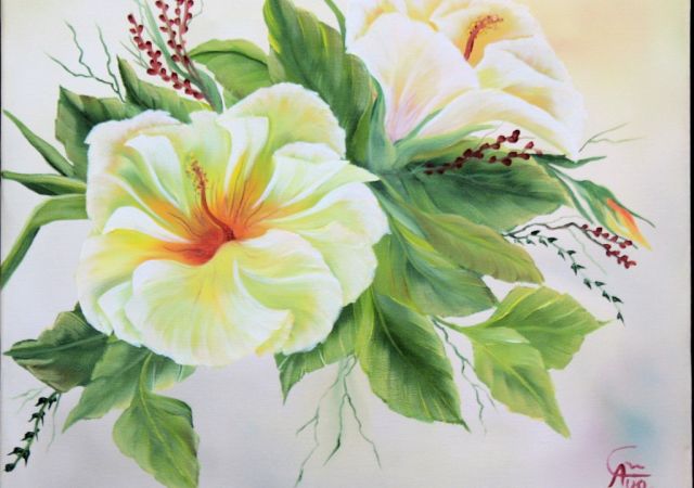 galerie-augustburk-blumen-bob ross-Hibiskus Gelb