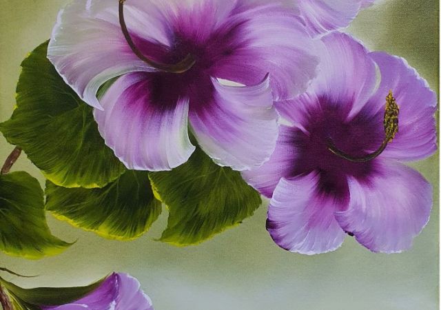 galerie-augustburk-blumen-bob ross-Hibiskus Lila