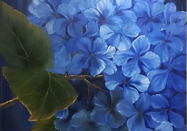 galerie-augustburk-blumen-bob ross-Hortensie blau
