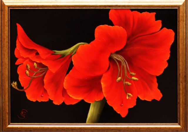 galerie-augustburk-blumen-bob ross-Rote Amaryllis