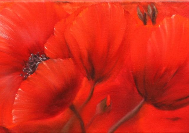 Galerie-Augustburk-Malschule-Bob Ross-Blumen-Rot Auf Rot