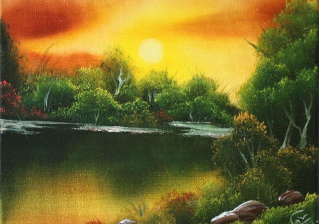 galerie-augustburk-landschaften-bob ross-3Std Schnupperkurs Uferspiegelung