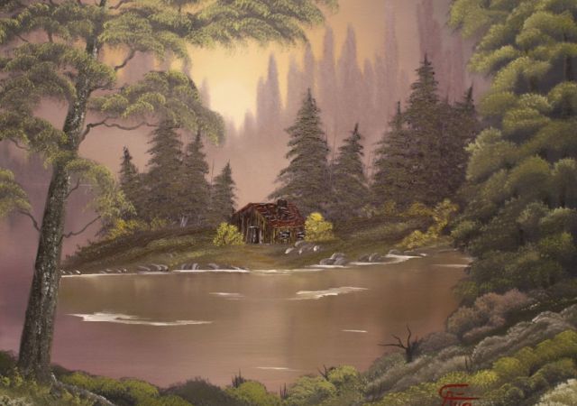 galerie-augustburk-landschaften-bob ross-Haus Am See