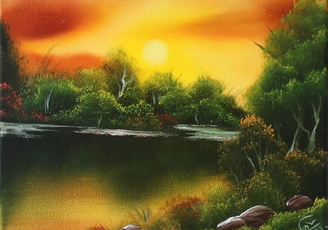 galerie-augustburk-landschaften-bob ross-Sonnensee