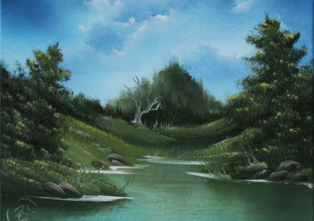 galerie-augustburk-landschaften-bob ross-Waldfluss