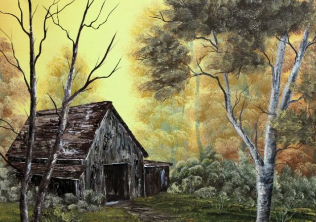 galerie-augustburk-landschaften-bob ross-Waldhütte