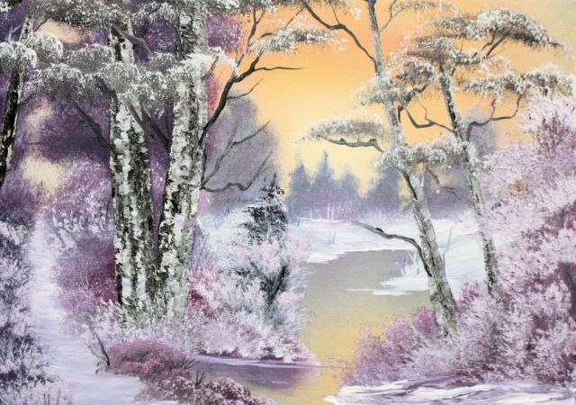 galerie-augustburk-landschaften-bob ross-Winterruhe Am See II