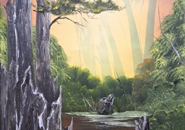 galerie-augustburk-landschaften-bob ross-Zypressensumpf IV
