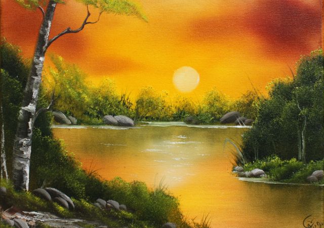 Galerie-Augustburk-Malschule-Bob Ross-Abendlicht