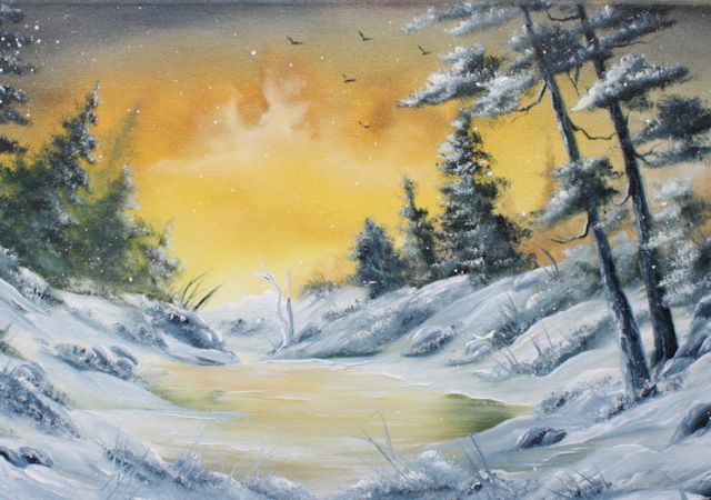 Galerie-Augustburk-Malschule-Bob Ross-Winterabend