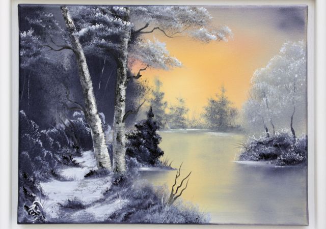 Galerie-Augustburk-Malschule-Bob Ross-Winterruhe Am See