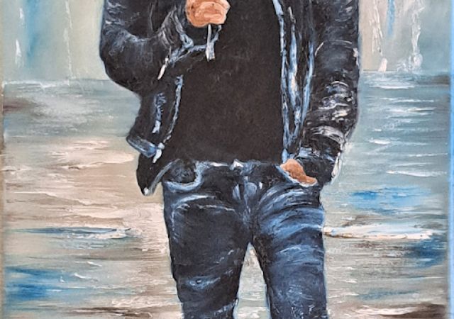 Galerie Augustburk-Malschule-Mann mit Schirm